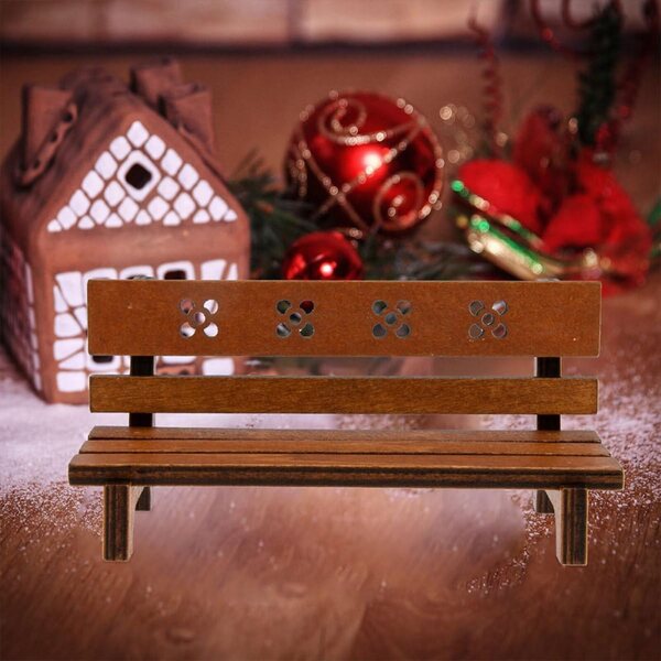 GARVALON Set 2 Bancs Miniature in Legno Marrone Chiaro per Decorazioni Vintage Casa Bambole