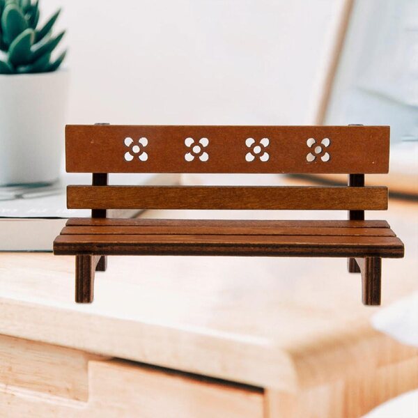 GARVALON Set 2 Bancs Miniature in Legno Marrone Chiaro per Decorazioni Vintage Casa Bambole
