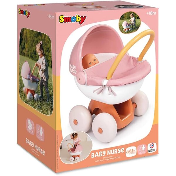 Landau Câlin Baby Nurse Smoby für Puppen bis 42 cm mit leisen Rädern und waschbarem Stoff