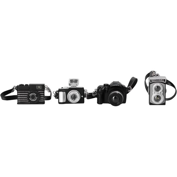 Mini Fotocamere Giocattolo con Flash e Suoni per Case delle Bambole - Set 4 Pezzi