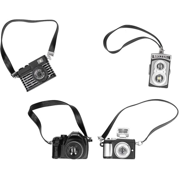 Mini Fotocamere Giocattolo con Flash e Suoni per Case delle Bambole - Set 4 Pezzi