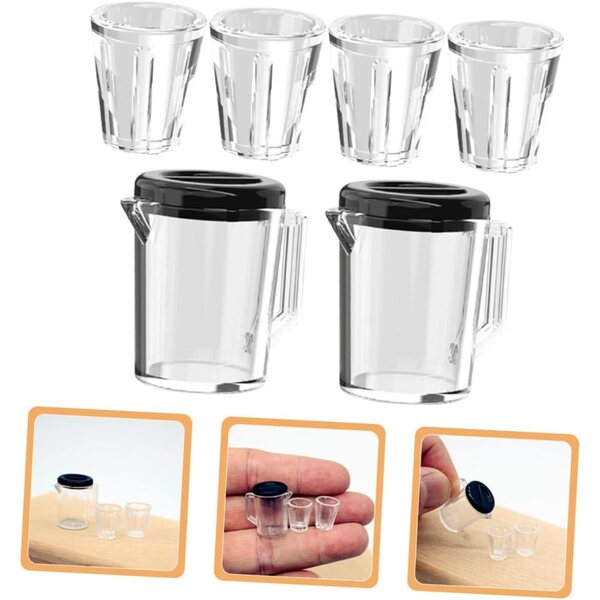 Set Miniature Verres à Vin e Tazze per Casa delle Bambole Trasparenti in Plastica