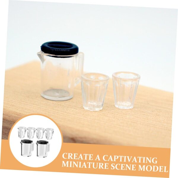 Set Miniature Verres à Vin e Tazze per Casa delle Bambole Trasparenti in Plastica