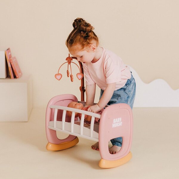 Smoby Baby Nurse Berceau a Barreaux mit Bascule für Puppen bis 42 cm – recycelt