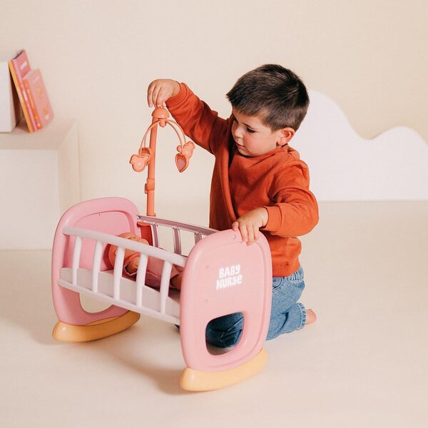 Smoby Baby Nurse Berceau a Barreaux mit Bascule für Puppen bis 42 cm – recycelt