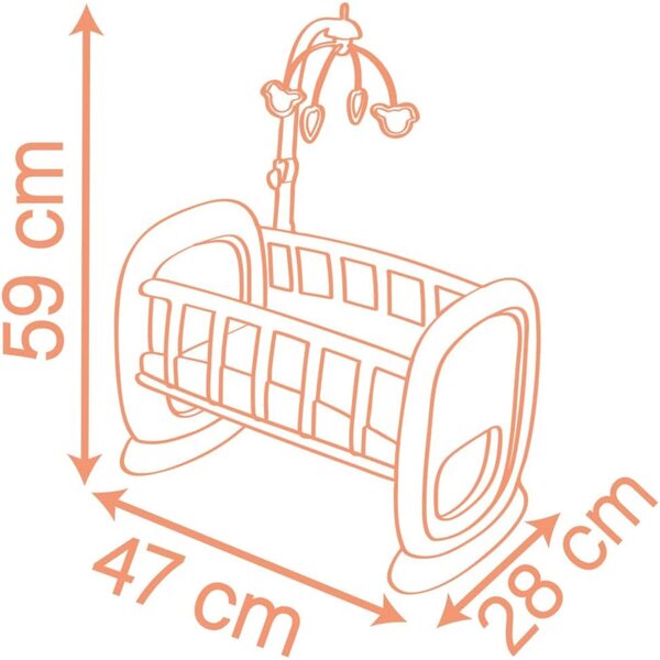 Smoby Baby Nurse Berceau a Barreaux mit Bascule für Puppen bis 42 cm – recycelt