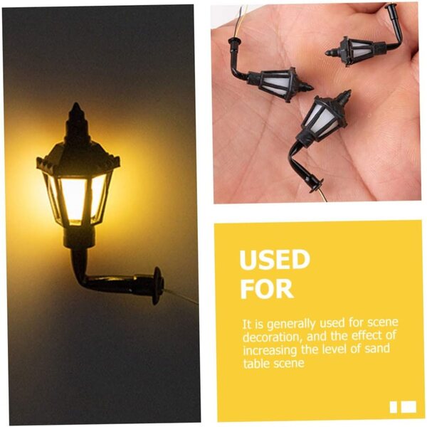 Set mit 10 Mini-Vintage-LED-Applikationen für Puppenhäuser aus Stahl und ABS 1/100