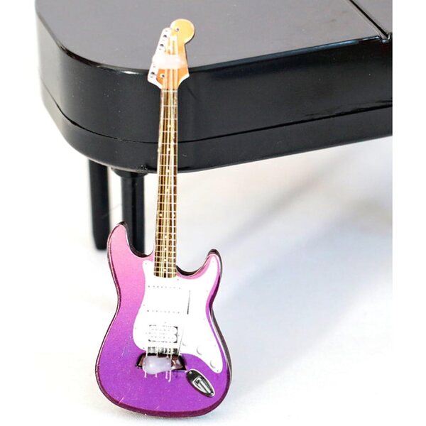 Lila Miniaturgitarrenmodell im Maßstab 1:12 – Einzigartiges dekoratives Accessoire