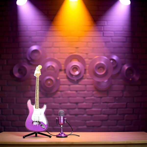 Lila Miniaturgitarrenmodell im Maßstab 1:12 – Einzigartiges dekoratives Accessoire