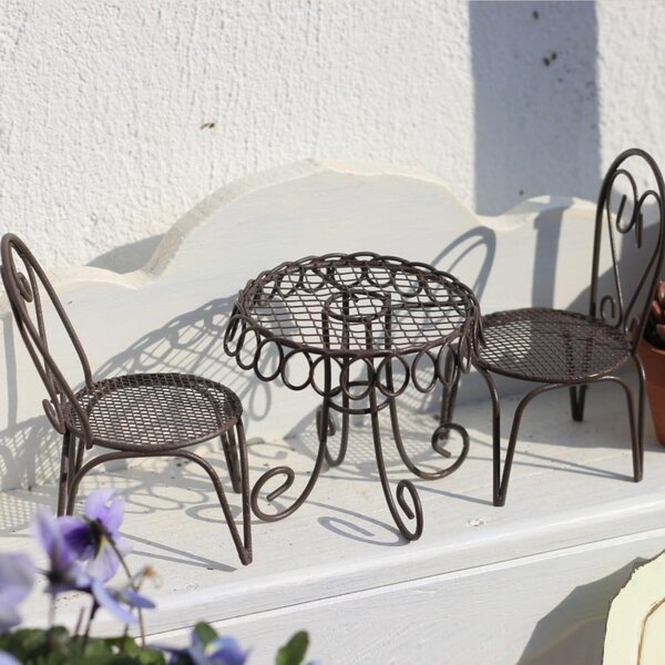 Set 3 mini tavoli e sedie in metallo stile vintage KARLOR - Decorazione elegante