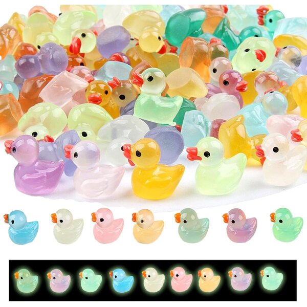110 Mini Canards Lumineux Phosphorescents in Resina per Decorazioni Giardino e Casa