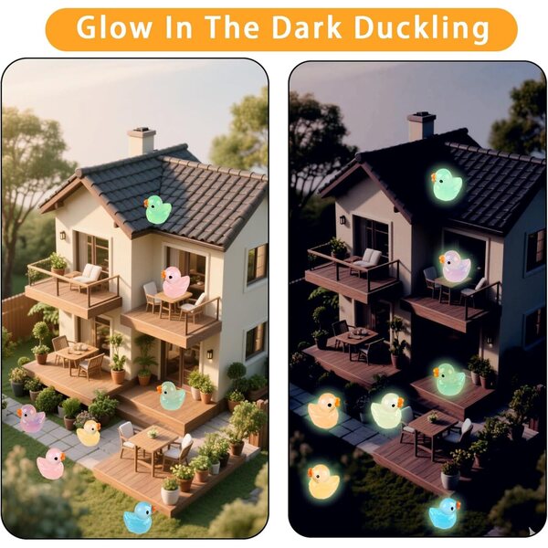 110 Mini Canards Lumineux Phosphorescents in Resina per Decorazioni Giardino e Casa