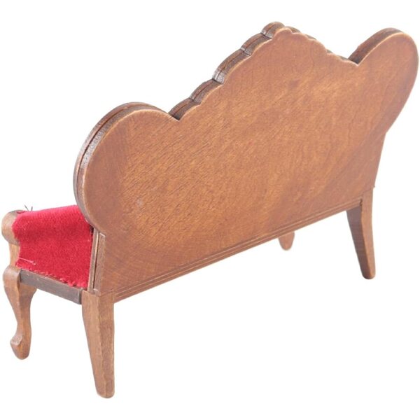Ausi Mini canapé vintage in legno marrone rosso per casa delle bambole 1:12