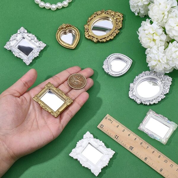 FINGERINSPIRE Set 8 Miroirs Miniatures Auto-Adhésifs per Casa delle Bambole, Diverse Forme e Colori