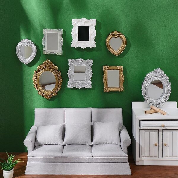 FINGERINSPIRE Set 8 Miroirs Miniatures Auto-Adhésifs per Casa delle Bambole, Diverse Forme e Colori