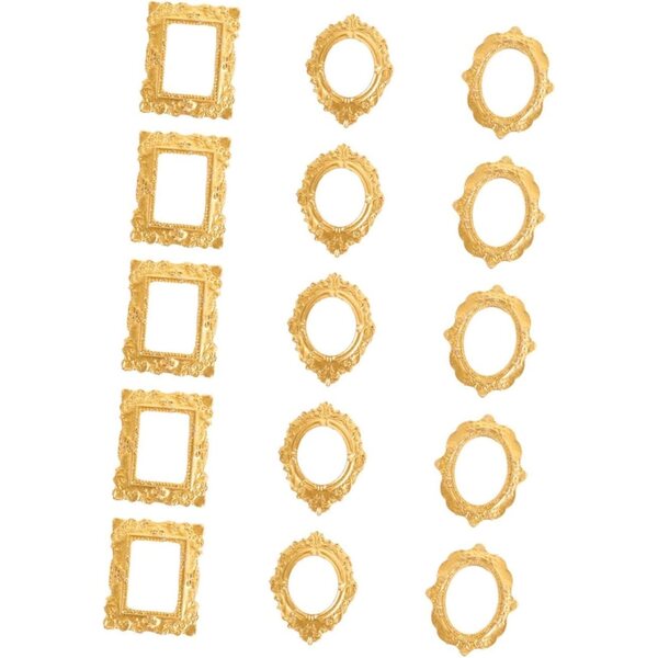 BESPORTBLE Set 15 Mini Cornici Dorate in Resina per Decorazioni Creative e Miniature
