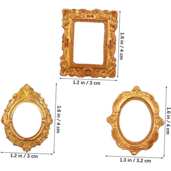 BESPORTBLE Set mit 15 goldenen Mini-Rahmen aus Kunstharz für kreative Dekorationen und Miniaturen