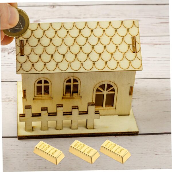 Set 10 Mini Lingotti Dorati per Casa delle Bambole e Decorazione Paesaggio Miniatura