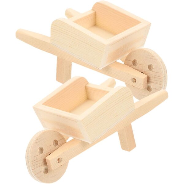 Mini Brouettes in Legno Decorativo per Casa delle Bambole e Giardino Miniatura