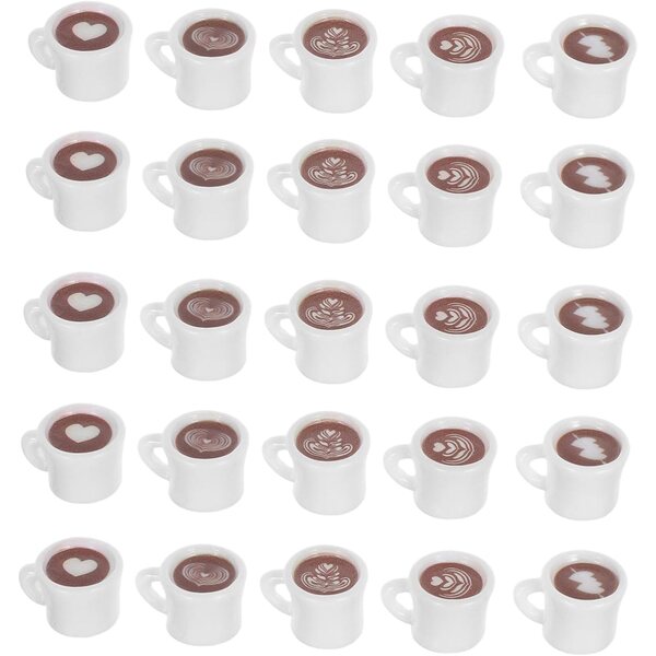 Set 25 Mini Tazze da Caffè in Resina per Decorazioni e Accessori Casa Bambole