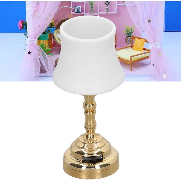 1:12 Puppenhaus-Tischlampe mit eingebauter Batterie – Mini-Dekorationslampe