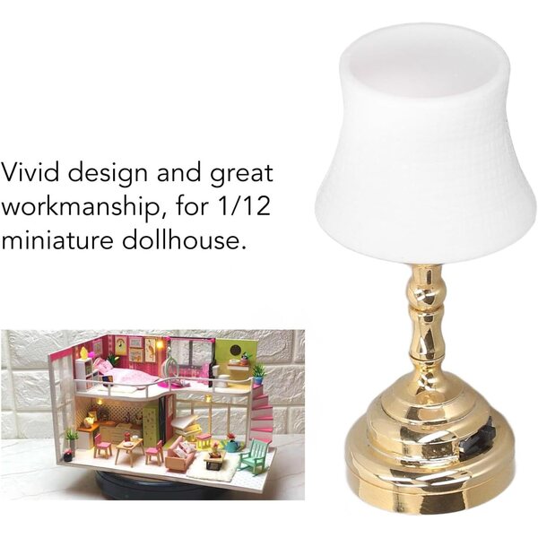 1:12 Puppenhaus-Tischlampe mit eingebauter Batterie – Mini-Dekorationslampe