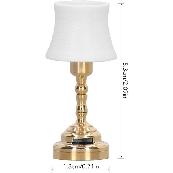 1:12 Puppenhaus-Tischlampe mit eingebauter Batterie – Mini-Dekorationslampe
