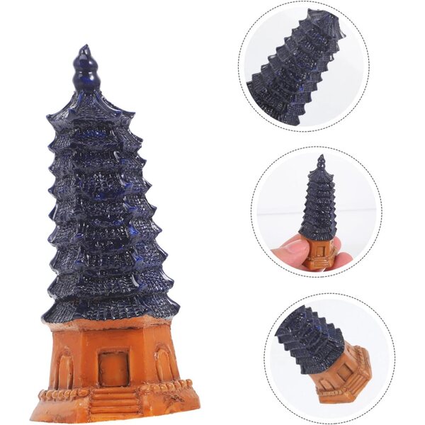 Modello di Pagoda Blu in Resina per Decorazione Rustica da Tavolo e Giardino