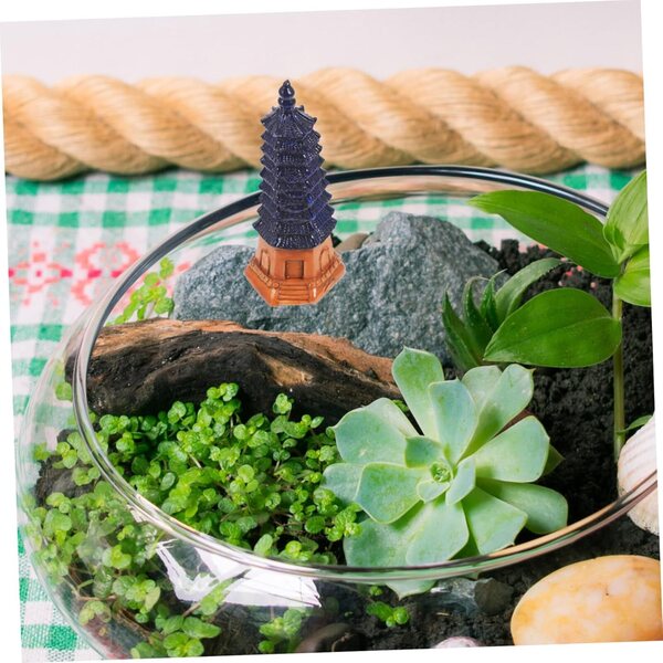 Modello di Pagoda Blu in Resina per Decorazione Rustica da Tavolo e Giardino