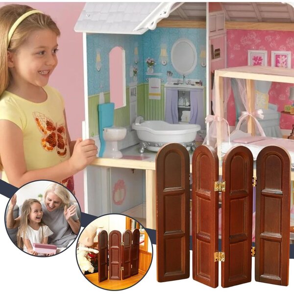 Orientalisches Design, zusammenklappbarer Puppenhaus-Miniaturschirm aus Holz
