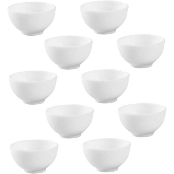 Set 10 Mini Bol Bianchi in Plastica per Casa delle Bambole, Design Realistico e Resistente