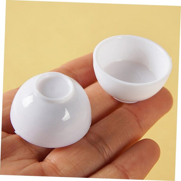 Set 10 Mini Bol Bianchi in Plastica per Casa delle Bambole, Design Realistico e Resistente