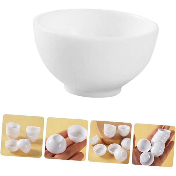Set 10 Mini Bol Bianchi in Plastica per Casa delle Bambole, Design Realistico e Resistente