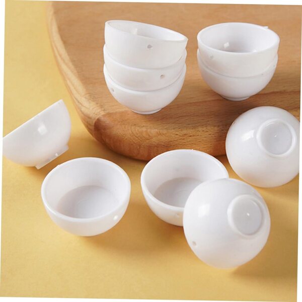 Set 10 Mini Bol Bianchi in Plastica per Casa delle Bambole, Design Realistico e Resistente