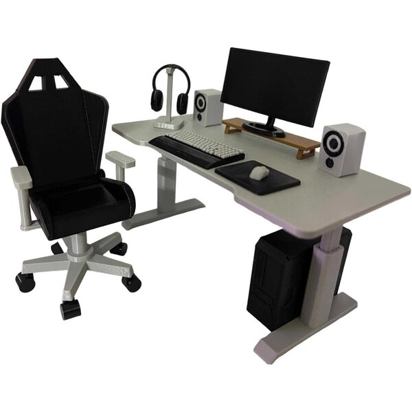 Colcolo Mobili Ufficio in Miniatura 1/12 con Sedia da Gioco e Accessori Realistici