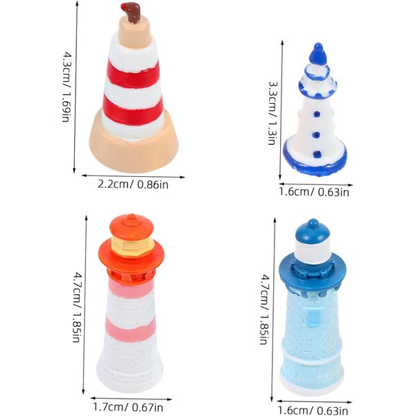 Dekorative Miniatur-Leuchttürme aus Kunstharz im mediterranen Stil, 4er-Set ABOOFAN