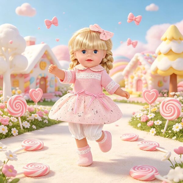 Rosa Kleiderset mit Schleife für Puppen 35–45 cm – Orizzhic
