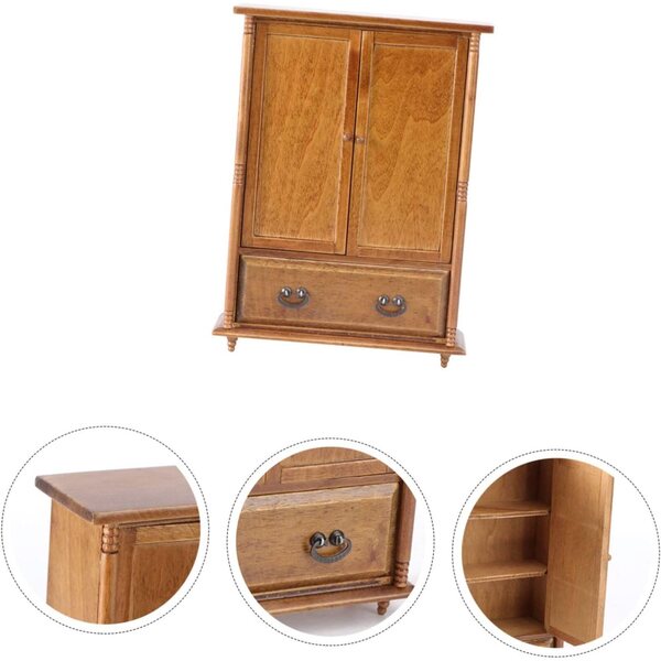 Mini Armoire in Legno POPETPOP per Casa delle Bambole, Accessorio Decorativo Realistico
