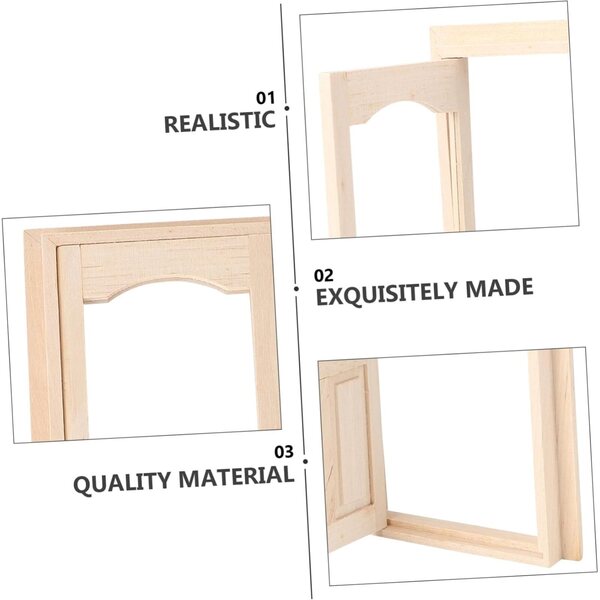 SHINEOFI Kit Porta Miniatura in Legno Kaki per Casa delle Bambole DIY