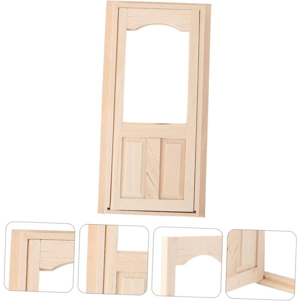 SHINEOFI Kit Porta Miniatura in Legno Kaki per Casa delle Bambole DIY