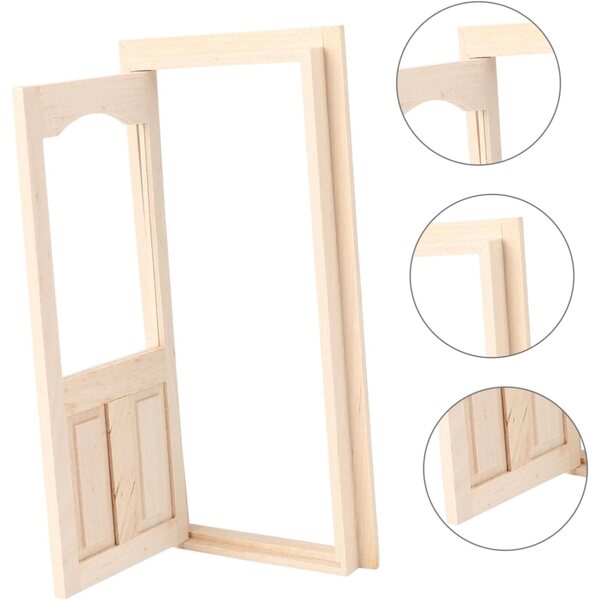 SHINEOFI Kit Porta Miniatura in Legno Kaki per Casa delle Bambole DIY