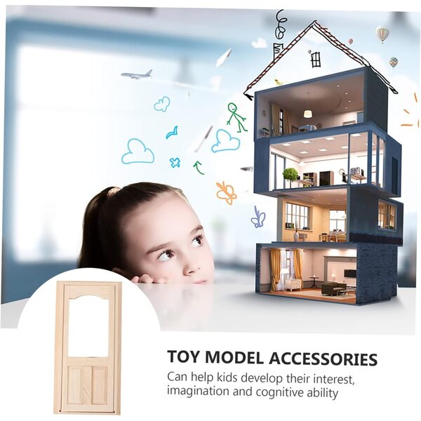 SHINEOFI Kit Porta Miniatura in Legno Kaki per Casa delle Bambole DIY