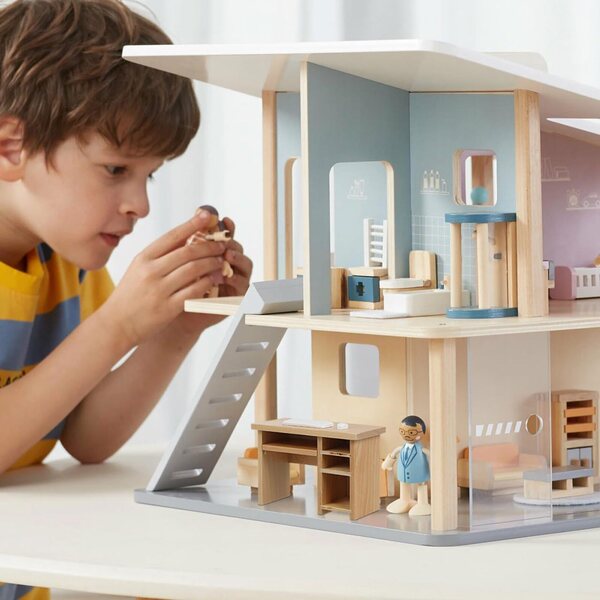 Garneck Miniatura Scrivania Computer in Legno con Tastiera e Mouse 1:12