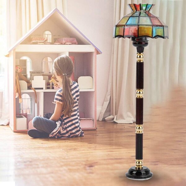 Lampada da Terra Miniatura 1:12 LED in Metallo per Casa delle Bambole Vintage