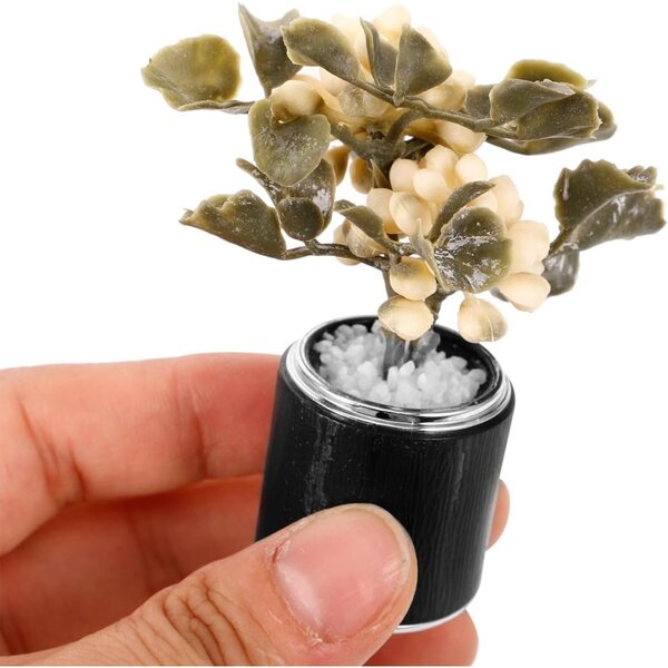 Mini Bonsaï Decorativo per Casa delle Bambole, Pianta in Vaso Realistica 6x4 cm