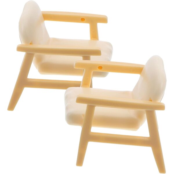 IMIKEYA Set 2 Mini Sedie Beige per Casa Bambole in ABS Realistiche e Resistenti