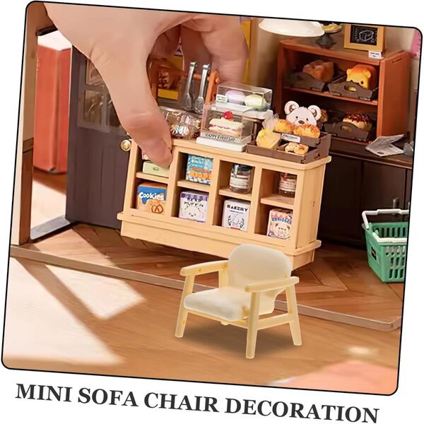 IMIKEYA Set 2 Mini Sedie Beige per Casa Bambole in ABS Realistiche e Resistenti