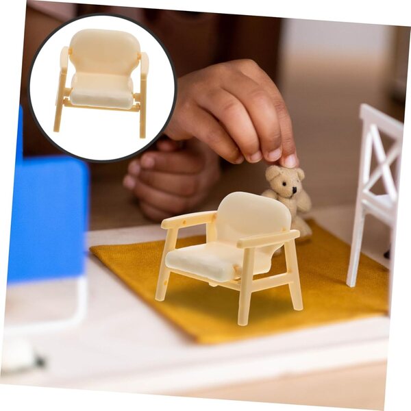 IMIKEYA Set 2 Mini Sedie Beige per Casa Bambole in ABS Realistiche e Resistenti