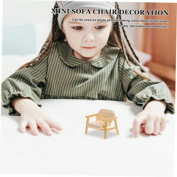 IMIKEYA Set 2 Mini Sedie Beige per Casa Bambole in ABS Realistiche e Resistenti