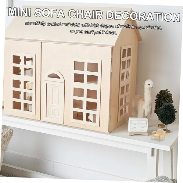 IMIKEYA Set 2 Mini Sedie Beige per Casa Bambole in ABS Realistiche e Resistenti
